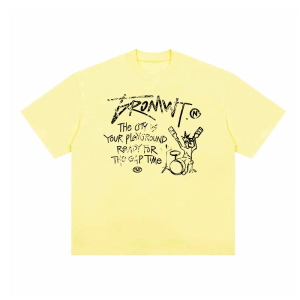 Trendy Oversized White T-Shirt for Women - Summer Graffiti Print Half Sleeve American Style Heavyweight Top