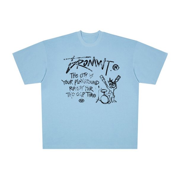 Trendy Oversized White T-Shirt for Women - Summer Graffiti Print Half Sleeve American Style Heavyweight Top