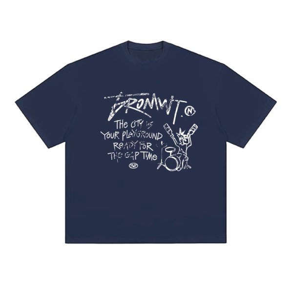 Trendy Oversized White T-Shirt for Women - Summer Graffiti Print Half Sleeve American Style Heavyweight Top