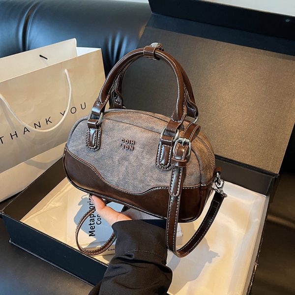 Trendy Patchwork Design Handheld Pillow Bag for Women - Retro Small Handbag, 2025 Fashion Crossbody Style
