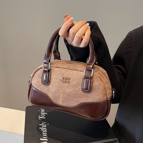 Trendy Patchwork Design Handheld Pillow Bag for Women - Retro Small Handbag, 2025 Fashion Crossbody Style