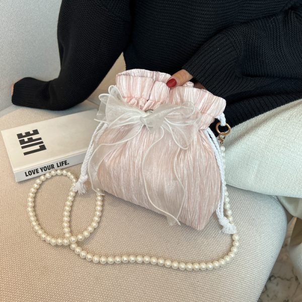 Trendy Pearl Bucket Bag for Women, Summer 2025 Fairy Crossbody Bag, Textured Versatile Niche Style
