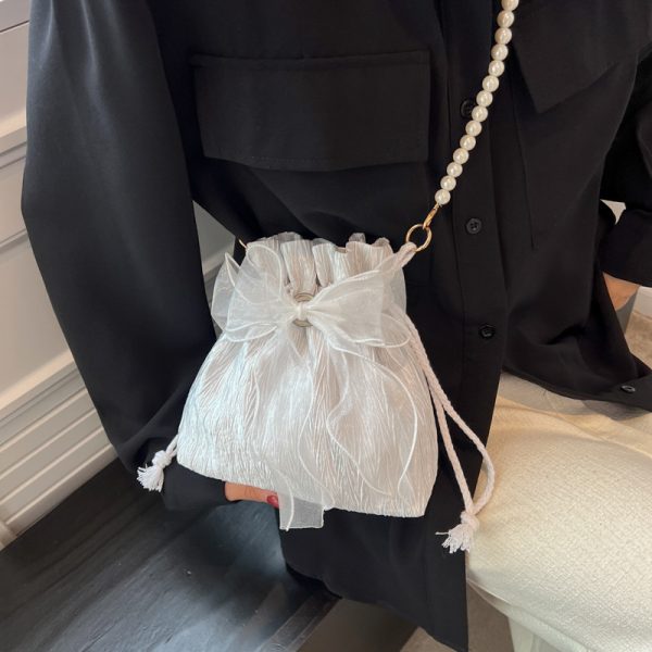 Trendy Pearl Bucket Bag for Women, Summer 2025 Fairy Crossbody Bag, Textured Versatile Niche Style
