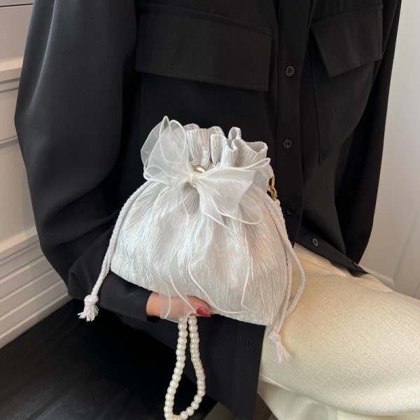 Trendy Pearl Bucket Bag for Women, Summer 2025 Fairy Crossbody Bag, Textured Versatile Niche Style