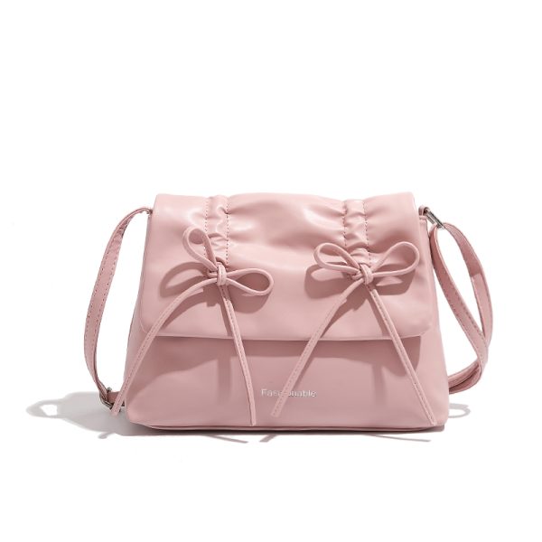 Trendy Pink Bow Shoulder Bag for Women - Large Capacity Crossbody Commuter Tote for 2024 Fashion