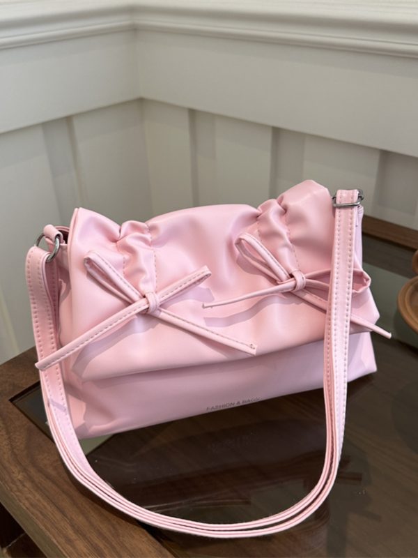 Trendy Pink Bow Shoulder Crossbody Bag for Women, Large Capacity Commuter Tote, 2025 Fashion Must-Have