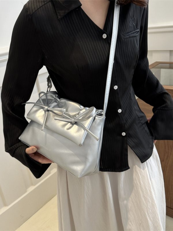 Trendy Pink Bow Shoulder Crossbody Bag for Women, Large Capacity Commuter Tote, 2025 Fashion Must-Have