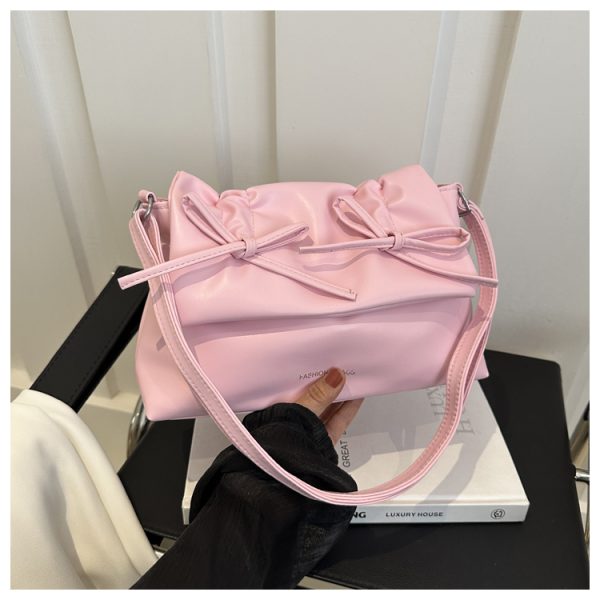 Trendy Pink Bow Shoulder Crossbody Bag for Women, Large Capacity Commuter Tote, 2025 Fashion Must-Have