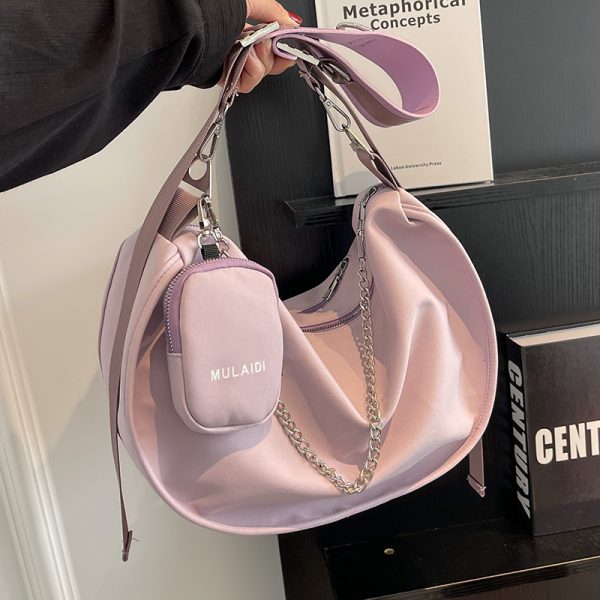 Trendy Purple Women's Large Capacity Crossbody Bag - Versatile Sports Casual Underarm Dumpling Style for 2025 Fashion