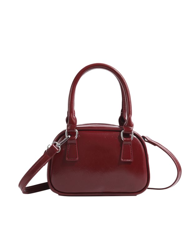 Trendy Red Handbag for Women - Autumn Winter 2023 Korean Style Tote Bowling Bag, Versatile Crossbody Small Square Design