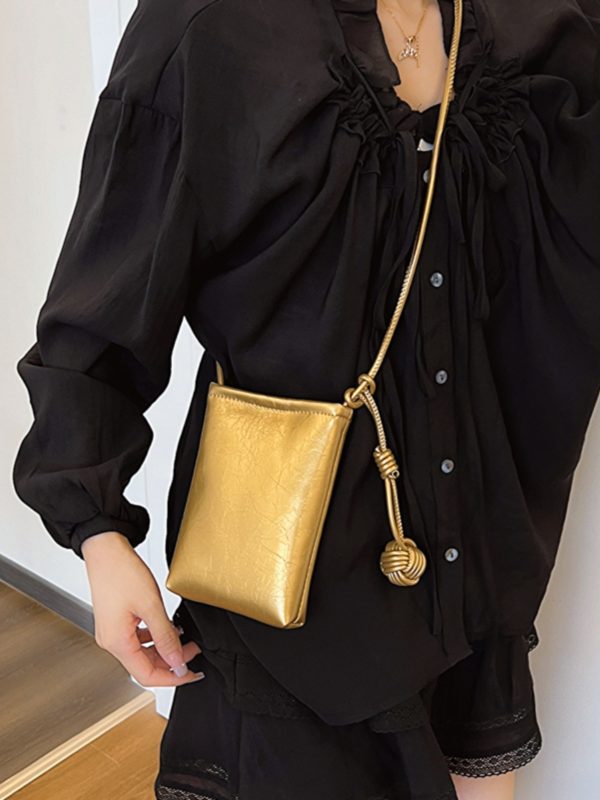 Trendy Silver Mini Handbag for Women - 2025 Summer Versatile Chain Shoulder Crossbody Phone Bag