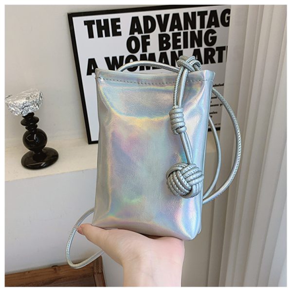 Trendy Silver Mini Handbag for Women - 2025 Summer Versatile Chain Shoulder Crossbody Phone Bag