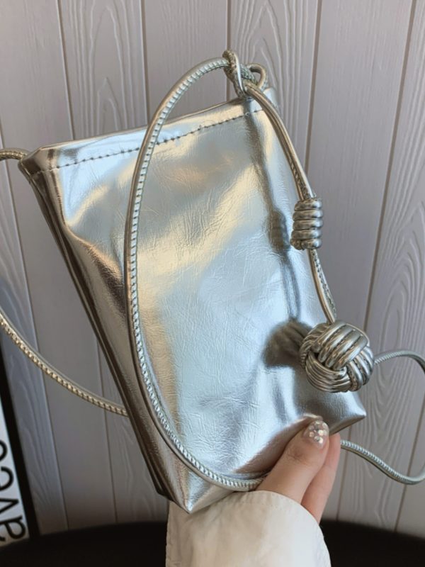 Trendy Silver Mini Handbag for Women - 2025 Summer Versatile Chain Shoulder Crossbody Phone Bag