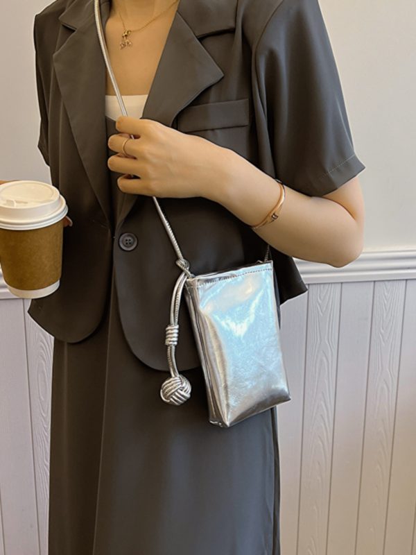 Trendy Silver Mini Handbag for Women - 2025 Summer Versatile Chain Shoulder Crossbody Phone Bag