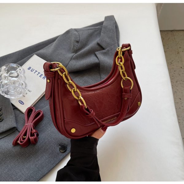 Trendy Textured Small Bag for Women - 2025 New Style Chain Shoulder Crossbody Bag, Niche Design Underarm Purse
