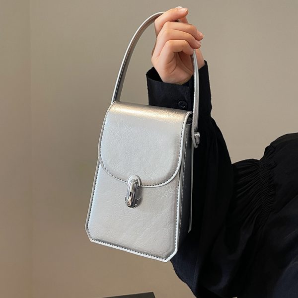 Trendy Textured Small Square Handbag for Women - Casual Versatile Phone Bag, 2025 Fashion Must-Have