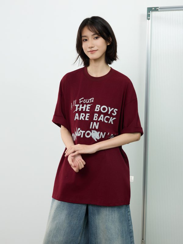 Trendy Unisex Short-Sleeve T-Shirt with Letter Print, Casual American Style Tee for Commuting, Perfect for 90s and Y2K Fashion Lovers