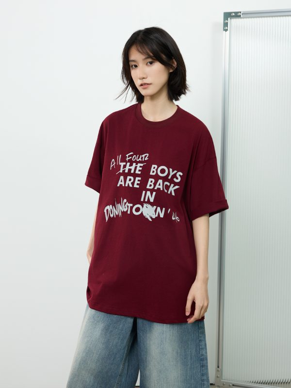 Trendy Unisex Short-Sleeve T-Shirt with Letter Print, Casual American Style Tee for Commuting, Perfect for 90s and Y2K Fashion Lovers