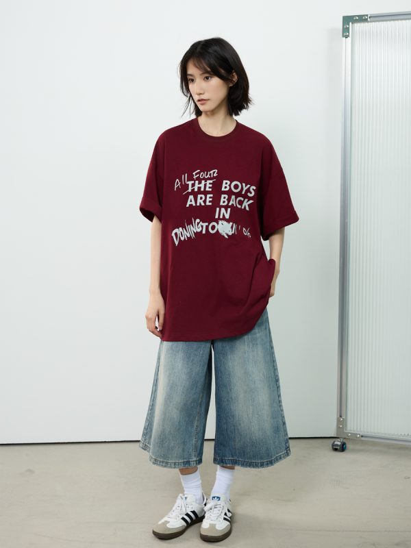 Trendy Unisex Short-Sleeve T-Shirt with Letter Print, Casual American Style Tee for Commuting, Perfect for 90s and Y2K Fashion Lovers