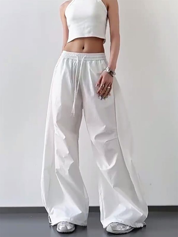 Trendy White Cargo Pants for Women, Loose Fit Hip-Hop Style, Casual Streetwear for Dance and Everyday Wear