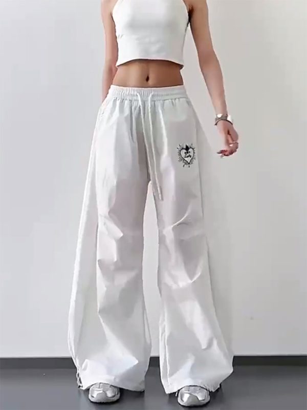 Trendy White Cargo Pants for Women, Loose Fit Hip-Hop Style, Casual Streetwear for Dance and Everyday Wear