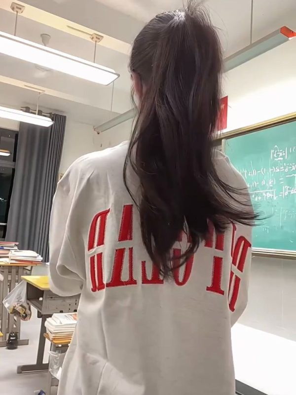 Trendy Women's High Street Embroidered Letter Short Sleeve T-Shirt in White and Gray - Heavyweight American Style Top