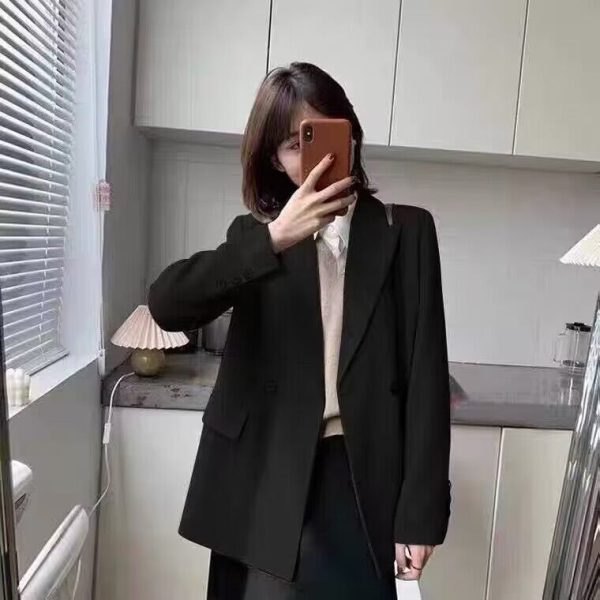 Trendy Women's Loose-Fit Beige Blazer - High-End Street Style Suit Jacket for Spring & Autumn 2025