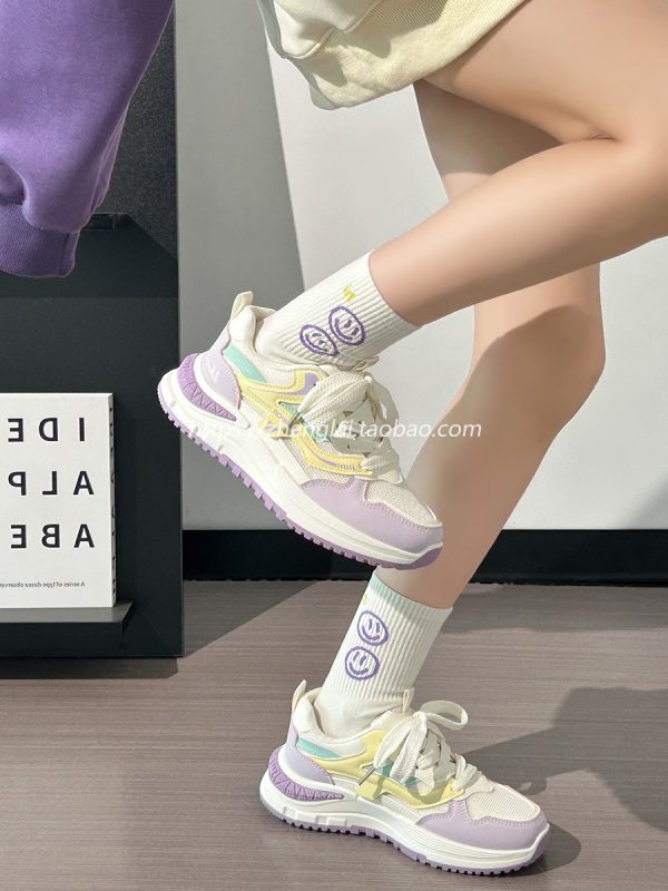 Ultra-Lightweight Mesh Casual Sports Shoes for Women - 2025 Soft Sole Macaroon Color Dad Sneakers
