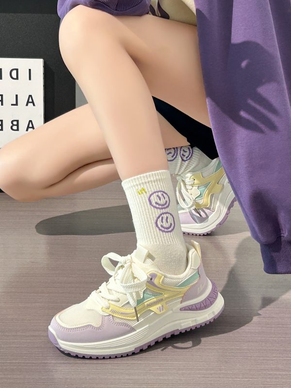 Ultra-Lightweight Mesh Casual Sports Shoes for Women - 2025 Soft Sole Macaroon Color Dad Sneakers