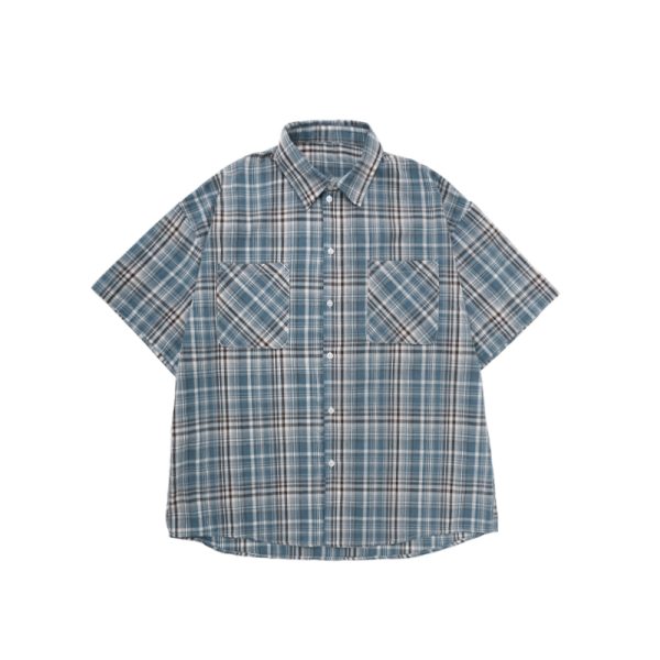 Unisex American Retro Brushed Plaid Short Sleeve T-Shirt - Casual Loose Fit Summer Shirt for Couples
