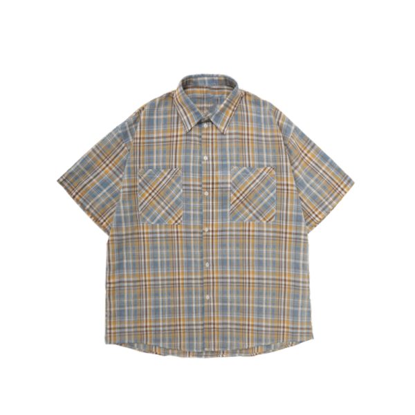 Unisex American Retro Brushed Plaid Short Sleeve T-Shirt - Casual Loose Fit Summer Shirt for Couples