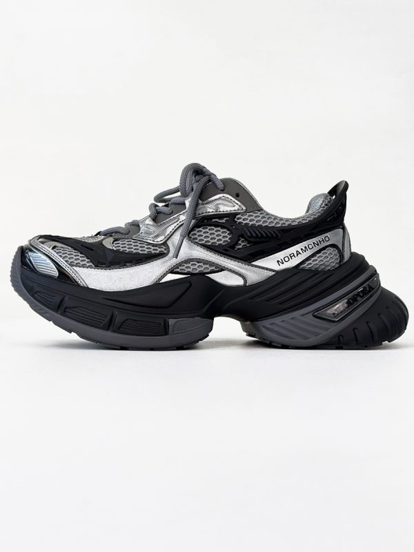 Unisex Black Scorpio Dad Shoes - Retro Thick-Soled Height-Increasing Sports Sneakers, Warrior Mecha Style, Trendy National Design