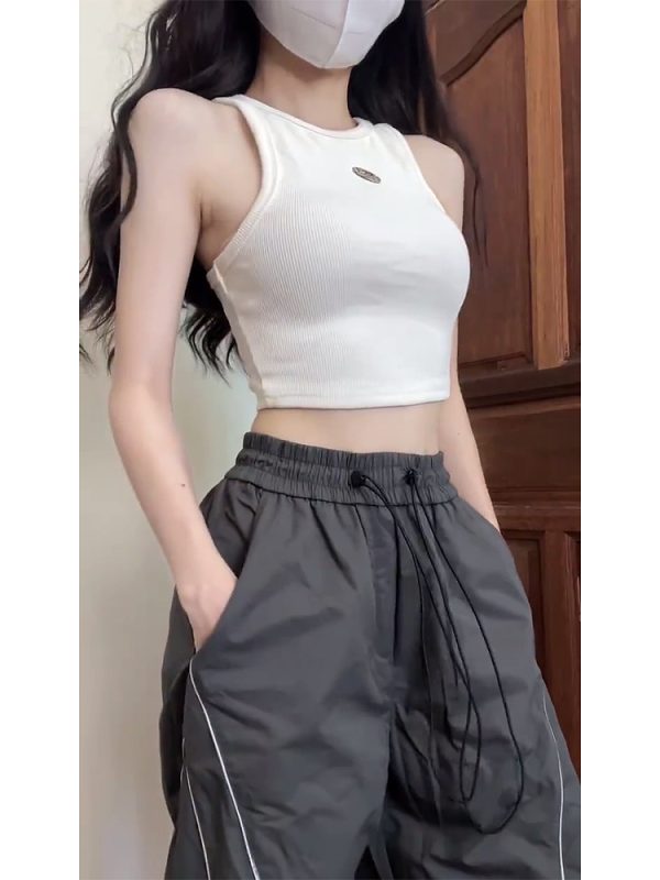 Unisex Cargo Pants, Loose Fit Draping Parachute Style, Floor-Length Quick-Dry Jazz Dance Casual Pants for Petite Individuals