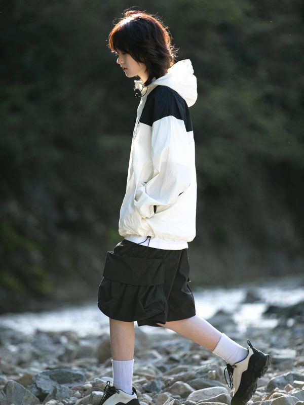 Unisex Japanese-Style Color-Blocking Lightweight Sun Protection Jacket - Breathable Retro Outdoor UV Shield for Summer