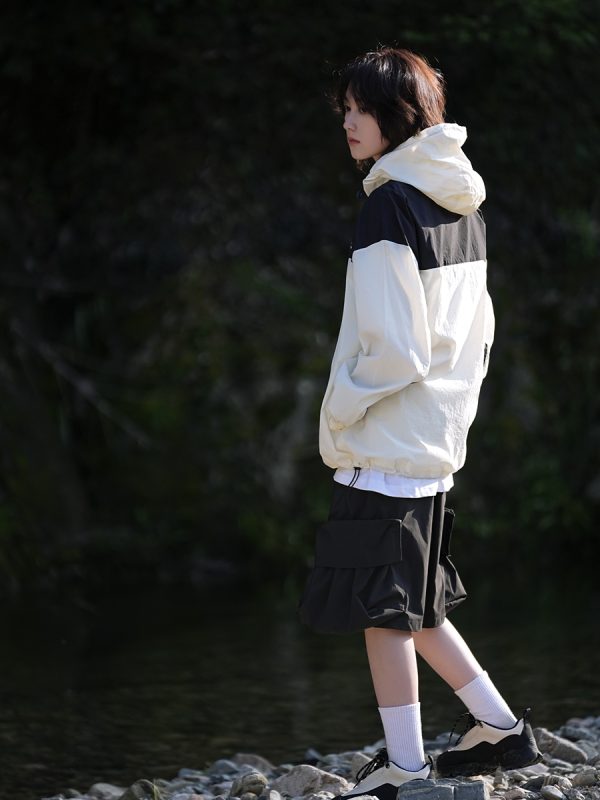 Unisex Japanese-Style Color-Blocking Lightweight Sun Protection Jacket - Breathable Retro Outdoor UV Shield for Summer