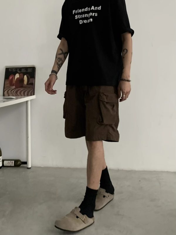 Unisex Retro Cargo Shorts - Japanese Style Summer Commuting Loose Straight Five-Point Pants for Outdoor Trend