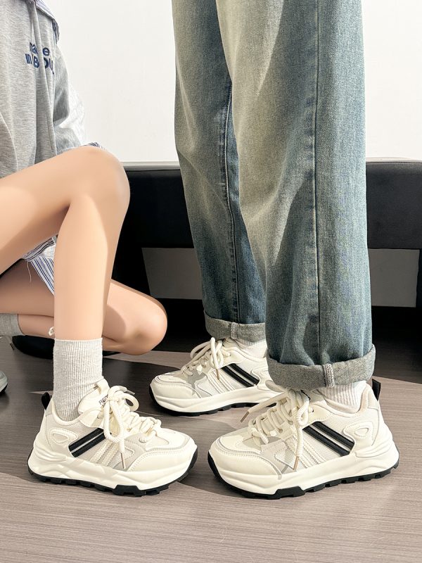 Unisex Retro Dad Shoes - Breathable Mesh Summer Sneakers for Couples - Versatile Soft-Soled White Footwear