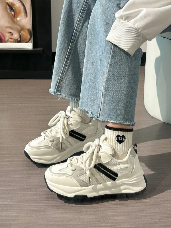 Unisex Retro Dad Shoes - Breathable Mesh Summer Sneakers for Couples - Versatile Soft-Soled White Footwear
