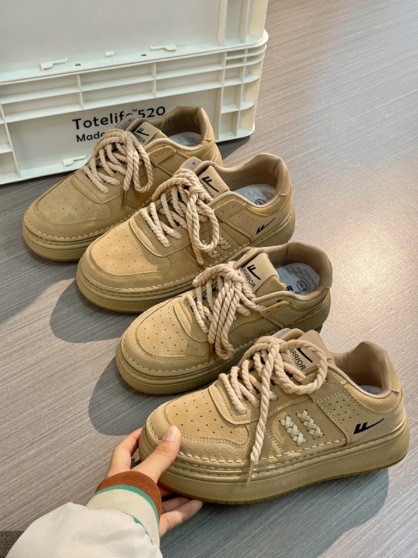 Unisex Retro Thick-Soled Sneakers - Breathable American Style Sports Shoes for Women - Versatile Spring and Autumn Footwear