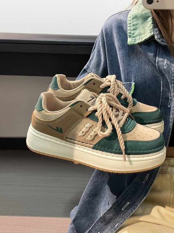 Unisex Retro Thick-Soled Sneakers - Breathable American Style Sports Shoes for Women - Versatile Spring and Autumn Footwear