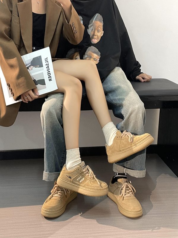 Unisex Retro Thick-Soled Sneakers - Breathable American Style Sports Shoes for Women - Versatile Spring and Autumn Footwear