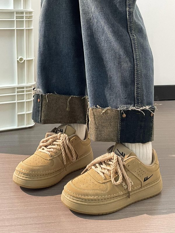 Unisex Retro Thick-Soled Sneakers - Breathable American Style Sports Shoes for Women - Versatile Spring and Autumn Footwear