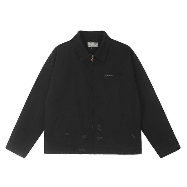 Unisex Ripped Western Style Jacket - Retro American Trendy Loose Short Workwear for Couples