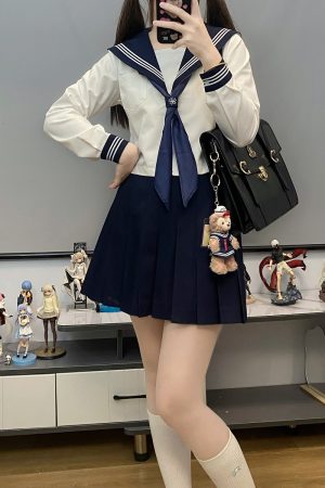 Unisex Sailor Suit Set - Authentic JK Uniform with Long & Short Sleeves, Basic White, Three-Volume Design for Middle School Style