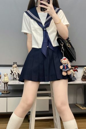 Unisex Sailor Suit Set - Authentic JK Uniform with Long & Short Sleeves, Basic White, Three-Volume Design for Middle School Style