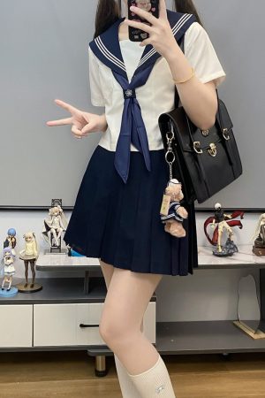 Unisex Sailor Suit Set - Authentic JK Uniform with Long & Short Sleeves, Basic White, Three-Volume Design for Middle School Style