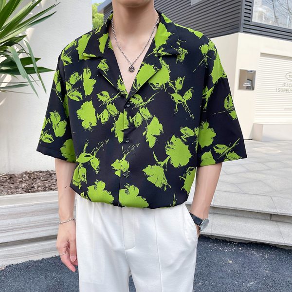 Unisex Summer Floral Cuban Collar Shirt - Retro Vintage Loose Fit Beachwear in Korean Style