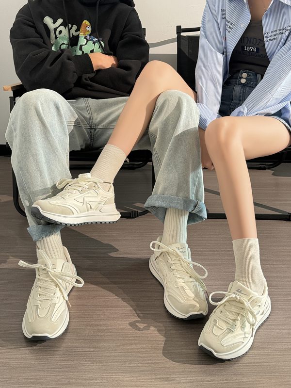 Unisex Summer Mesh Sneakers - Breathable Soft Sole White Sports Shoes, Versatile Dad Shoes for Casual and Active Wear