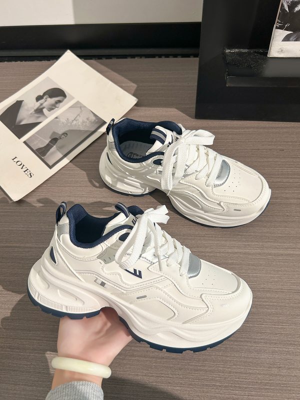 Unisex Versatile Mesh Breathable Dad Shoes - Soft Sole White Sneakers for Summer 2025 Sports Style