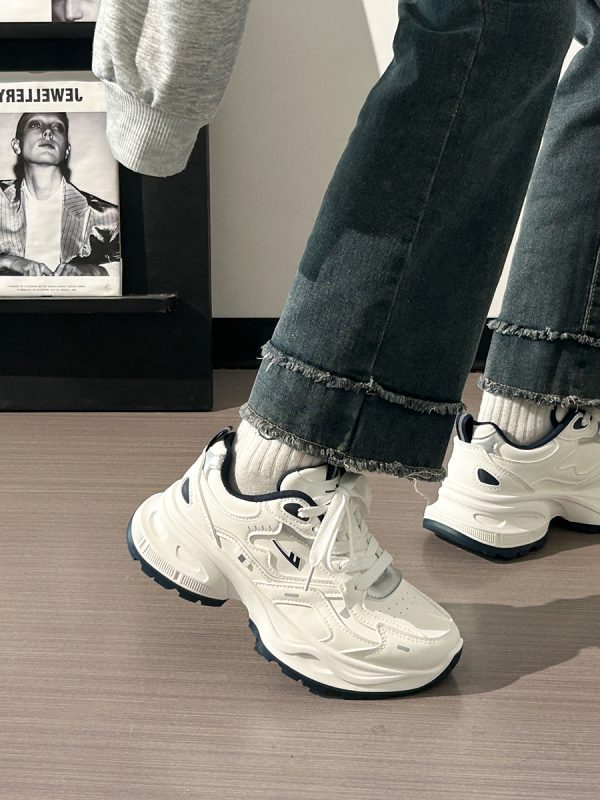 Unisex Versatile Mesh Breathable Dad Shoes - Soft Sole White Sneakers for Summer 2025 Sports Style